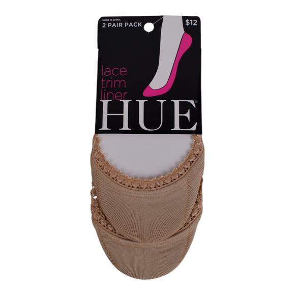 HUE Lace Trim Liner Socks – 2 Pair Pack (Nude) - Picture 2 of 5